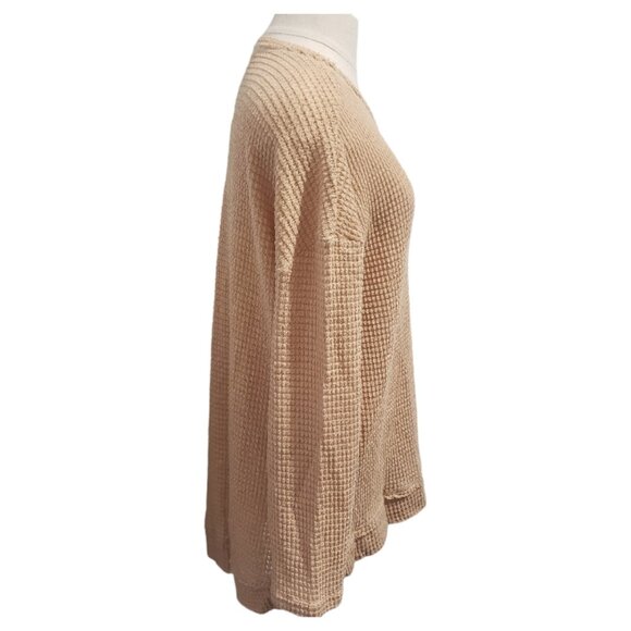 CT1942 Tan Ladies Waffle Pattern Long Sleeve Blouse S - Picture 3 of 4